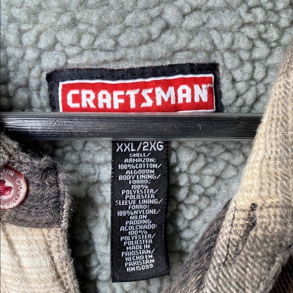 Craftsman Men's Plaid Flannel Shirt - Gray and Tan XXL - Picture 2 of 7